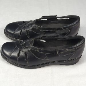 Clarks Bendables Nikki Regatta Black Leather‎ Women's Loafer Size 9.5